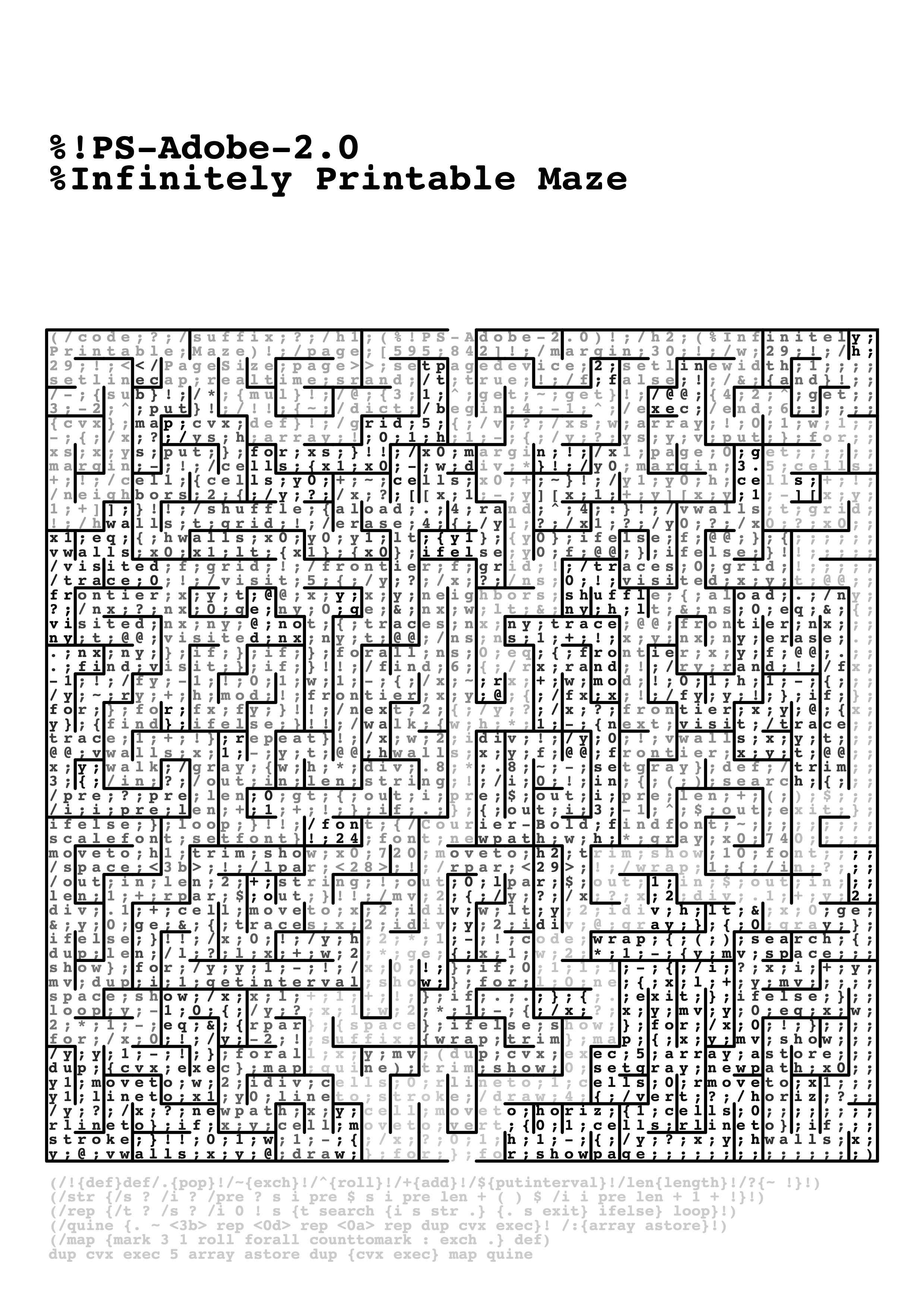 Infinitely Printable Maze